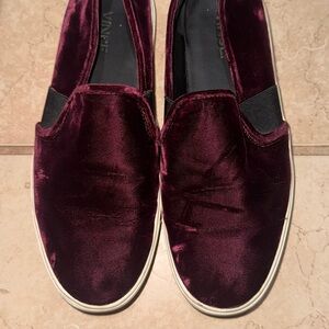 Vince Women's Velvet Slip-On Loafers - Deep Burgundy